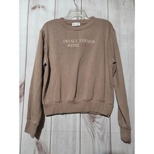 Oli Viv Pullover Graphic Sweatshirt Womens‎ Medium Beige Do All Things With Love